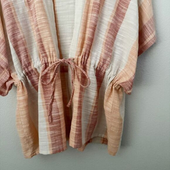 VINCE CAMUTO | Orange Tangerine Beige Cream Kimono Tie Cardigan Wrap | OSFM - Picture 3 of 7